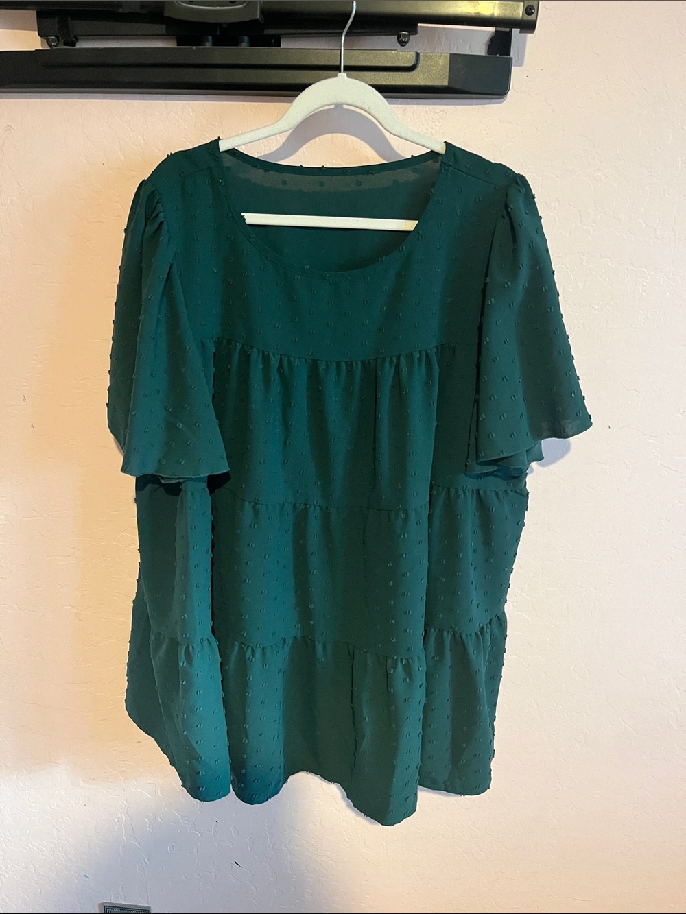 torrid Emerald Green Textured Tiered Flutter-Sleeve Tunic